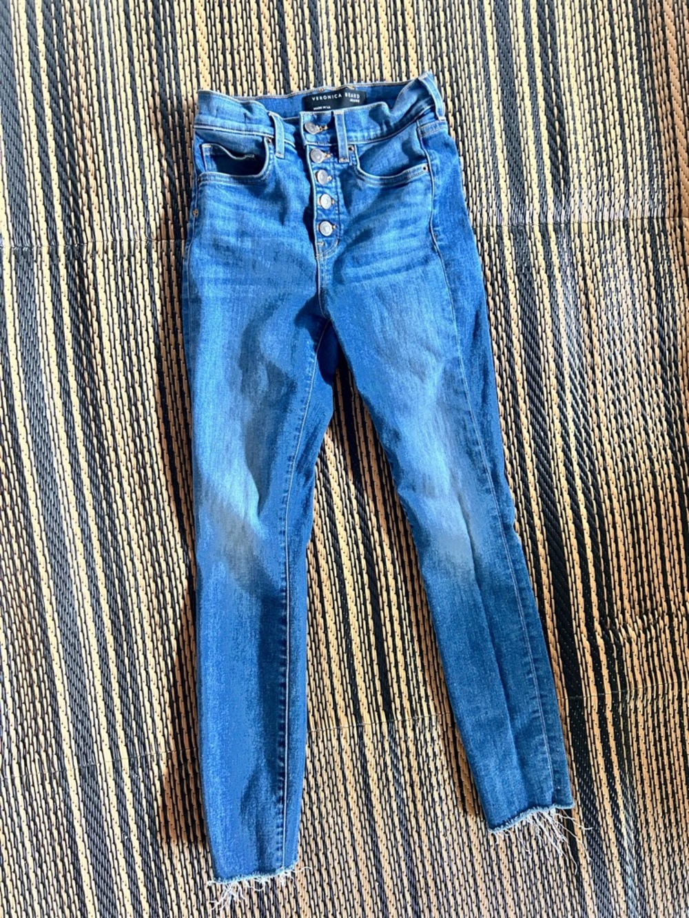 Veronica Beard Button-Fly High-Rise Skinny Jeans - Blue Wash